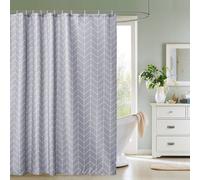 Neel Blue Grey Chevron Polyester Shower Curtain, Water-Resistant Bathroom Curtain With 12 Hooks - 180X200Cm