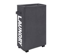 Neel Blue Grey Polyester Laundry Hamper Collapsible Medium Laundry Basket With Wheels - 38L