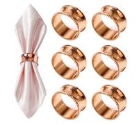 Neel Blue Hammered Design Napkin Holder Rings Serviettes Buckles, Rose Gold, 4Pcs