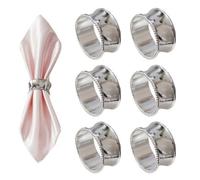 Neel Blue Hammered Design Napkin Holder Rings Serviettes Buckles, Silver, 4Pcs