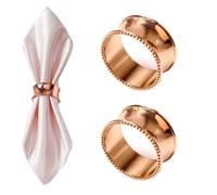 Neel Blue Hammered Design Napkin Rings Serviettes Buckle, Rose Gold