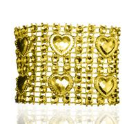 Neel Blue Heart Shaped Diamond Napkin Rings Serviette Holder 13Cm X 4Cm, Gold