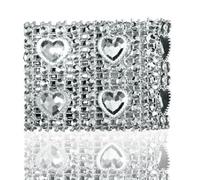 Neel Blue Heart Shaped Diamond Napkin Rings Serviette Holder 13Cm X 4Cm, Silver