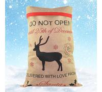Neel Blue Hessian Christmas Santa Reindeer Sack - 70Cm X 50Cm