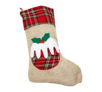 Neel Blue Hessian Christmas Stocking - Xmas Pudding
