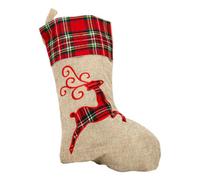 Neel Blue Hessian Christmas Stocking - Xmas Reindeer