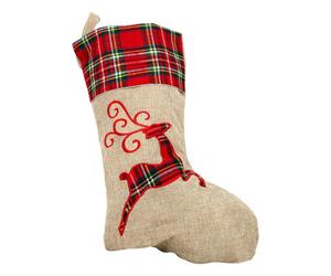 Neel Blue Hessian Christmas Stocking - Xmas Reindeer