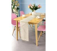 Neel Blue Hessian Table Runner, 29cm x 275cm Jute Fabric Dining Tableware in Cream | Size: 29 cm x 275 cm Neel Blue Cream 29 cm x 275 cm