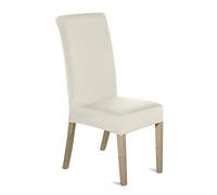 Neel Blue High-Back Spandex Stretch, Universal Armless Chair Protective Slipcover in Ivory Neel Blue Ivory