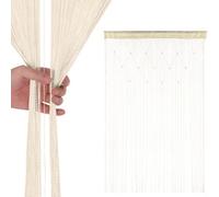 Neel Blue Ivory Glitter Beaded String Polyester Curtain, Fly Screen Room Divider Panel - 200Cm X 100Cm