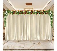 Neel Blue Ivory Velvet Backdrop Curtain Wrinkle-Free Polyester Fabric Background With Drapes, 3X6 Metres