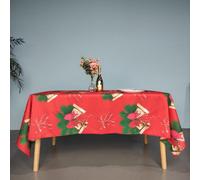 Neel Blue Jingle Bell Red Polyester Xmas Design Tablecloth 60" X 84"
