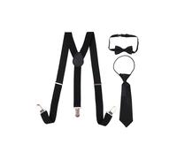 Neel Blue Kids Braces, Bow Tie & Necktie Set, 12-16 Years Y Shape Suspender in Black Neel Blue Black 12-16 Years