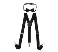 Neel Blue Kids Braces & Bow Tie Set, Fully Elastic Y Shape Suspender, 25mm Wide in Black | Size: 12-16 Years Neel Blue Black 12-16 Years
