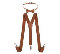 Neel Blue Kids Braces & Bow Tie Set, Fully Elastic Y Shape Suspender, 25mm Wide in Brown | Size: 12-16 Years Neel Blue Brown 12-16 Years