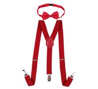 Neel Blue Kids Braces & Bow Tie Set, Fully Elastic Y Shape Suspender, 25mm Wide in Burgundy | Size: 12-16 Years Neel Blue Burgundy 12-16 Years