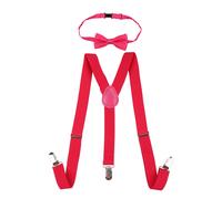 Neel Blue Kids Braces & Bow Tie Set, Fully Elastic Y Shape Suspender, 25mm Wide in Dark Pink | Size: 12-16 Years Neel Blue Dark Pink 12-16 Years