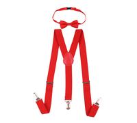 Neel Blue Kids Braces & Bow Tie Set, Fully Elastic Y Shape Suspender, 25mm Wide in Red | Size: 12-16 Years Neel Blue Red 12-16 Years