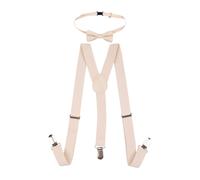 Neel Blue Kids Braces & Bow Tie Set, Fully Elasticated Y Shape Suspender, 25mm Wide in Beige | Size: 11 Years Neel Blue Beige 11 Years