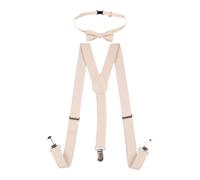 Neel Blue Kids Braces Bow Tie Set, Fully Elasticated Y Shape Suspender, 25mm Wide in Beige | Size: 6 Years Neel Blue Beige 6 Years