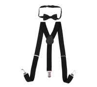 Neel Blue Kids Braces & Bow Tie Set, Fully Elasticated Y Shape Suspender, 25mm Wide in Black | Size: 11 Years Neel Blue Black 11 Years