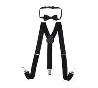 Neel Blue Kids Braces Bow Tie Set, Fully Elasticated Y Shape Suspender, 25mm Wide in Black | Size: 6 Years Neel Blue Black 6 Years