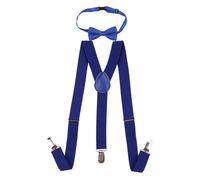 Neel Blue Kids Braces Bow Tie Set, Fully Elasticated Y Shape Suspender, 25mm Wide in Blue | Size: 6 Years Neel Blue Blue 6 Years
