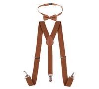 Neel Blue Kids Braces & Bow Tie Set, Fully Elasticated Y Shape Suspender, 25mm Wide in Brown | Size: 11 Years Neel Blue Brown 11 Years