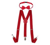 Neel Blue Kids Braces Bow Tie Set, Fully Elasticated Y Shape Suspender, 25mm Wide in Burgundy | Size: 6 Years Neel Blue Burgundy 6 Years