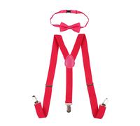 Neel Blue Kids Braces & Bow Tie Set, Fully Elasticated Y Shape Suspender, 25mm Wide in Dark Pink | Size: 11 Years Neel Blue Dark Pink 11 Years