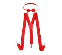 Neel Blue Kids Braces Bow Tie Set, Fully Elasticated Y Shape Suspender, 25mm Wide in Red | Size: 6 Years Neel Blue Red 6 Years