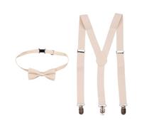 Neel Blue Kids Braces With Bow Tie Set, 60Cm Y-Shaped Elastic Suspenders, Beige