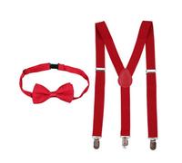 Neel Blue Kids Braces With Bow Tie Set, 60Cm Y-Shaped Elastic Suspenders, Burgundy