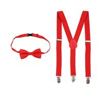 Neel Blue Kids Braces With Bow Tie Set, 60Cm Y-Shaped Elastic Suspenders, Red