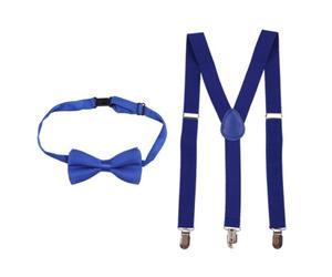 Neel Blue Kids Braces With Bow Tie Set, 65Cm Y-Shaped Elastic Suspenders, Royal Blue
