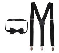Neel Blue Kids Braces With Bow Tie Set, 85Cm Y-Shaped Elastic Suspenders, Black