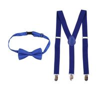 Neel Blue Kids Braces With Bow Tie Set, 85Cm Y-Shaped Elastic Suspenders, Royal Blue