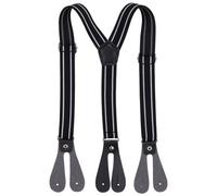 Neel Blue Kids Y-Back Braces, Adjustable Button Hole Suspender, Black With White