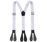 Neel Blue Kids Y-Back Braces, Adjustable Button Hole Suspender, White With Black
