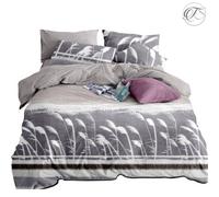 Neel Blue King Size Printed Duvet Cover & 2 Matching Pillow Cases - Floral Grey