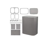 Neel Blue Large 90L Laundry Basket with Dual-Compartment & Lid in Grey Neel Blue Grey