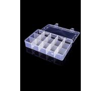 Neel Blue Large Compartment Plastic Storage Box - 15 Compartment in Clear Neel Blue Clear