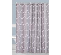 Neel Blue Lattice Grey Polyester Shower Curtain With 12 Hooks - 189x200cm | Size: 180 cm width x 180 cm drop Neel Blue Grey 180 cm width x 180 cm drop