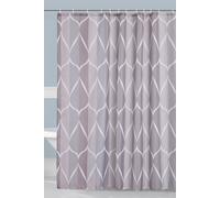 Neel Blue Lattice Grey Polyester Shower Curtain With 12 Hooks - 189x200cm | Size: 180 cm width x 200 cm drop Neel Blue Grey 180 cm width x 200 cm drop