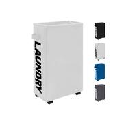 Neel Blue Laundry Basket with Wheels 38L Collapsible Rolling Toll & Thin Laundry Hamper, 40x18x53cm in White | Size: 40 x 18 x 53 cm Neel Blue White 40 x 18 x 53 cm