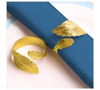 Neel Blue Leaf Napkin Ring Serviette Holder Buckles For Xmas Wedding Party Dining Table Decoration, Gold