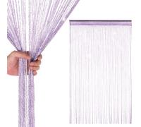 Neel Blue Lilac Purple String Polyester Glitter Fringe Fly Doorway, Room Divider Tassel - 200Cm X 100Cm