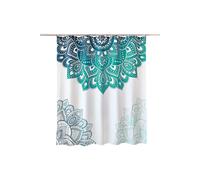 Neel Blue Mandala Flower Bathroom Shower Curtain, Polyester Fabric Water Resistant in Green | Size: 180 cm width x 200 cm drop Neel Blue Green 180 cm width x 200 cm drop