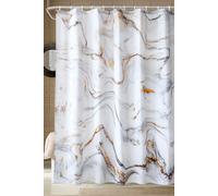 Neel Blue Marble Shower Curtain, White, Grey & Brown - 180cm x 200cm in White | Size: 180 cm width x 200 cm drop Neel Blue White 180 cm width x 200 cm drop