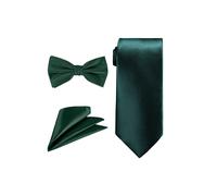 Neel Blue Men's Bow Tie, Necktie & Pocket Square Tie Set for Casual & Formal Wear in Dark Green Neel Blue Dark Green One Size